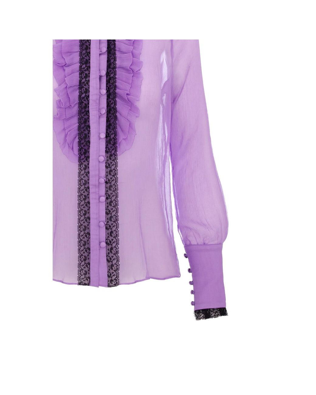 AVENUE No.29 Purple Silk Ruffle Buttoned Down Shirt