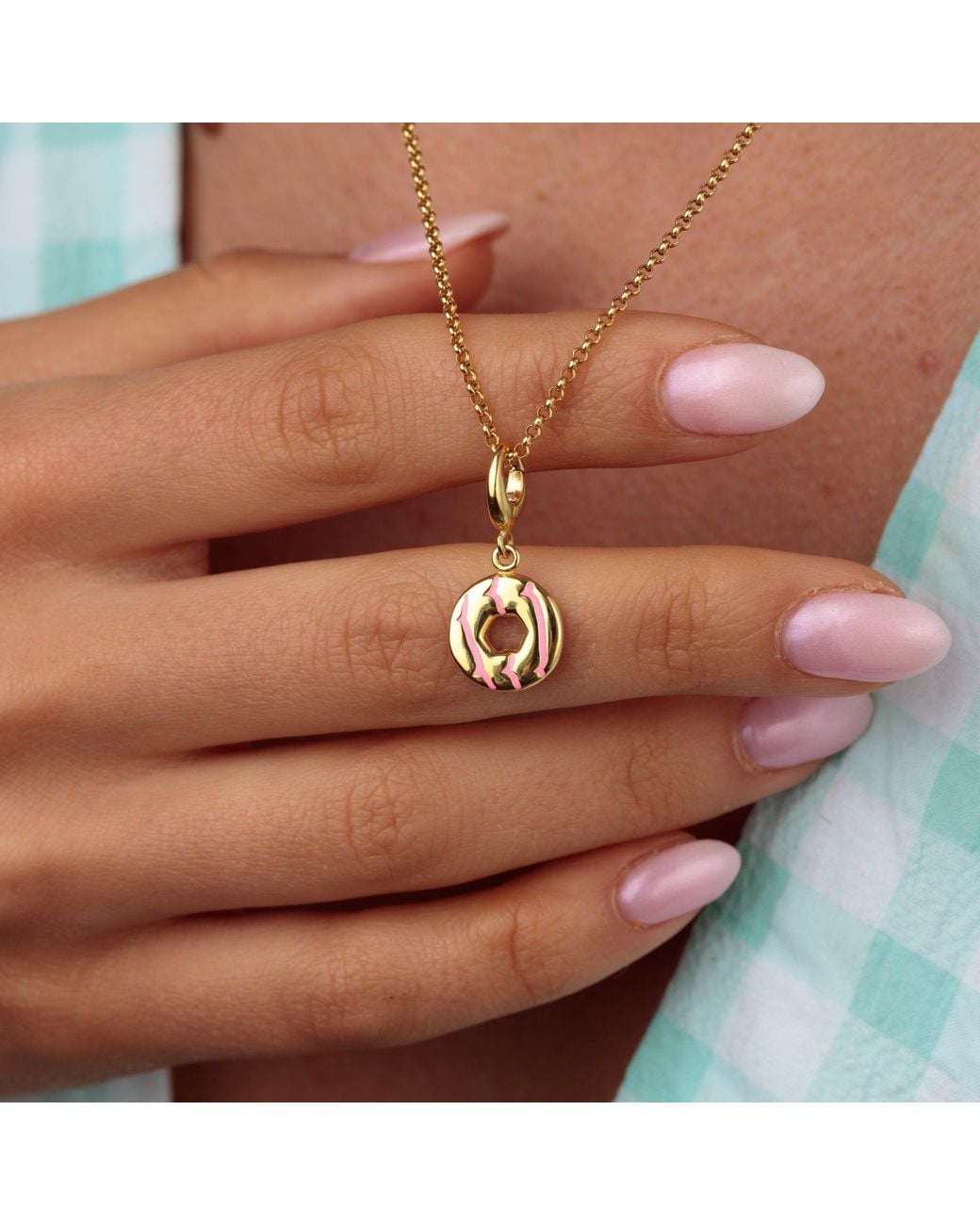 Lily Charmed Metallic Plated Party Ring Biscuit Charm Necklace With Enamel