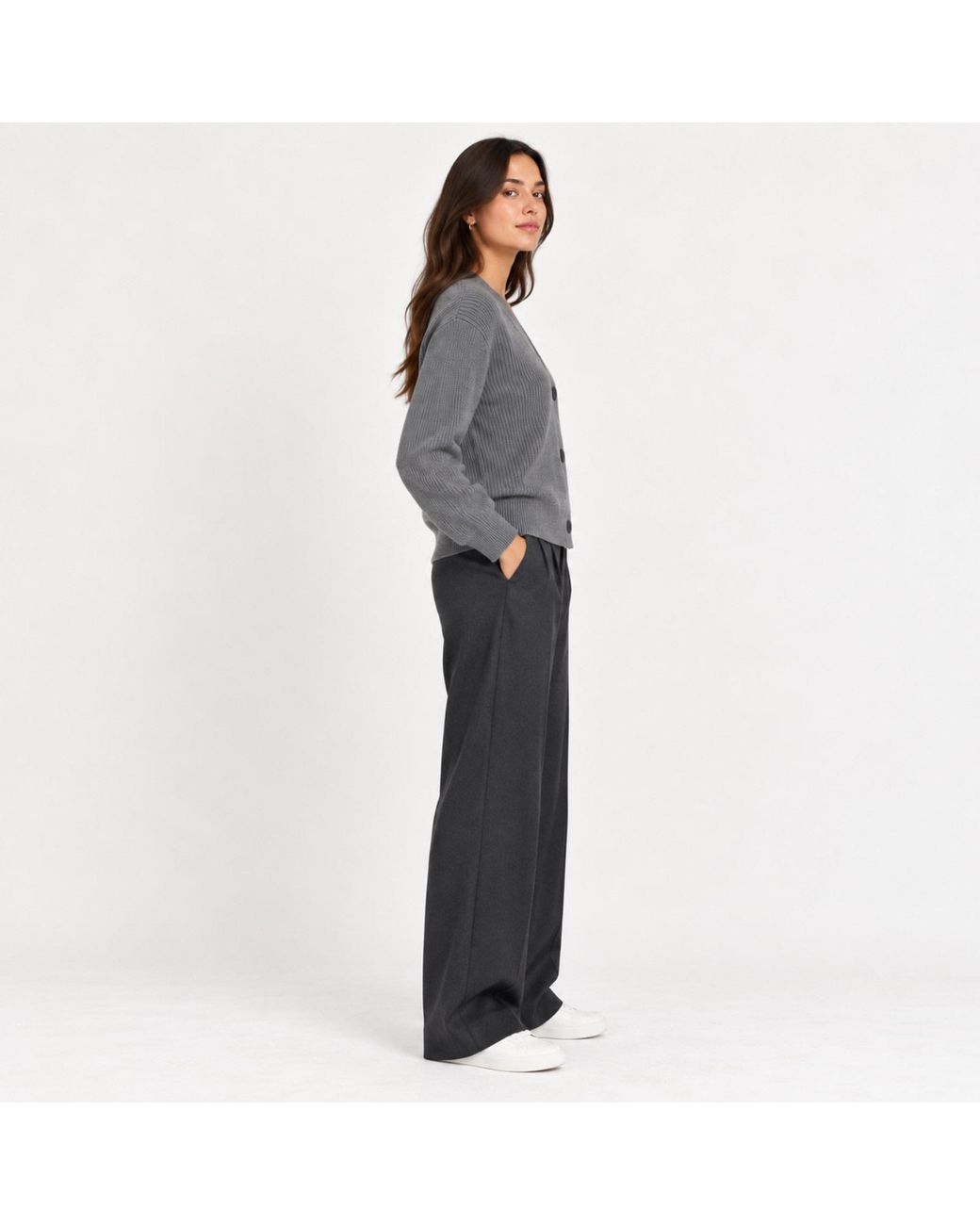Nuvv Collection Gray Cotton Long Sleeve -Cardigan