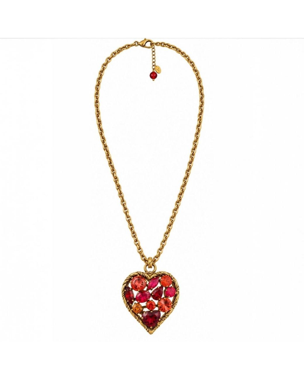 Vstyle Metallic Swarovski Crystal Heart Long Necklace