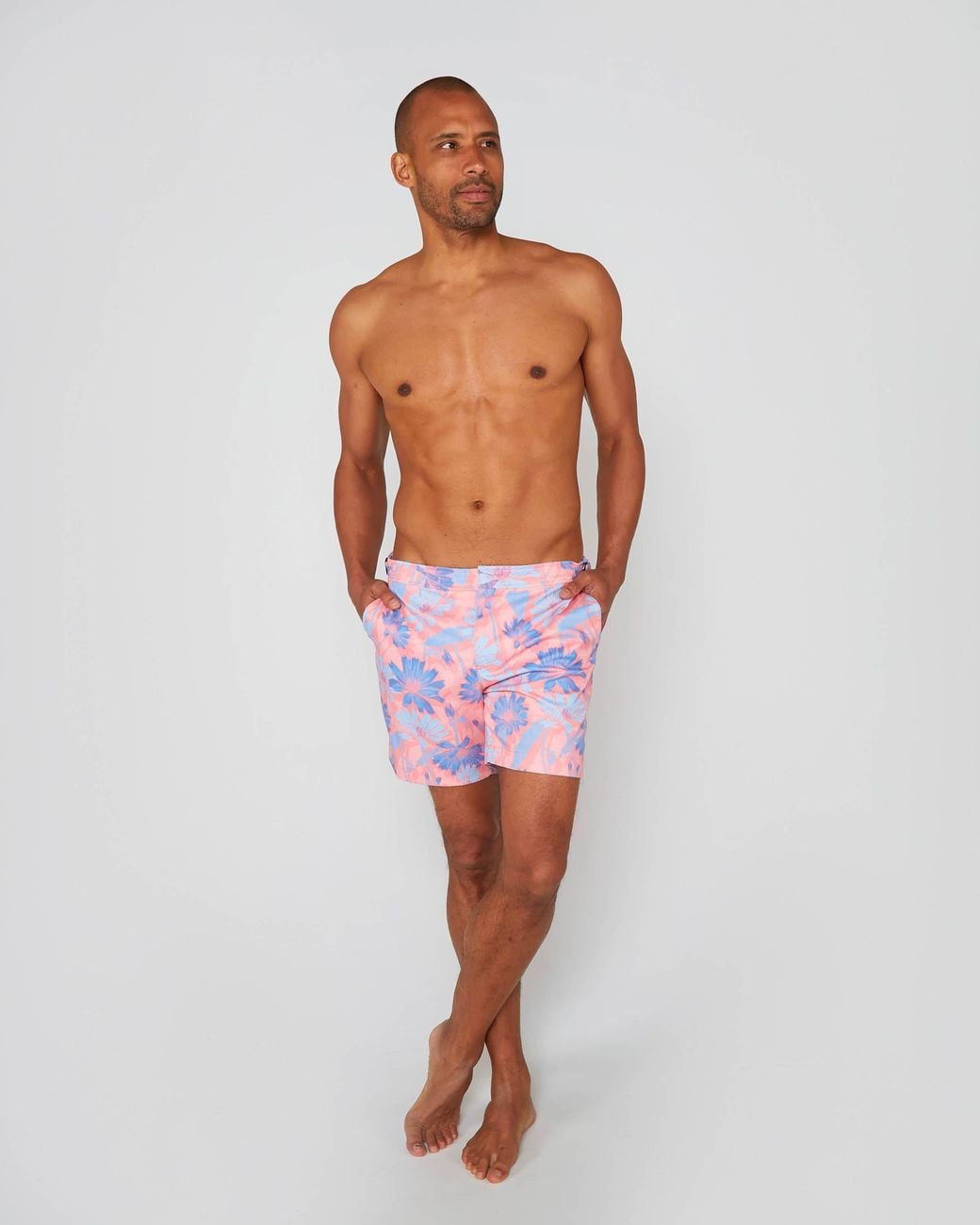 Lords of Harlech Pink Neptune Springtime Tailored Swim Short for men
