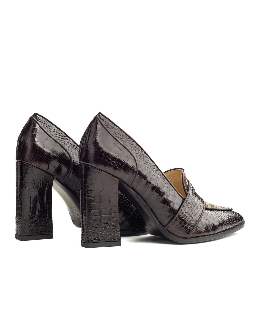Rosamund Muir London Black Neutrals Annabel Crocodile Print & Snake Print Loafers