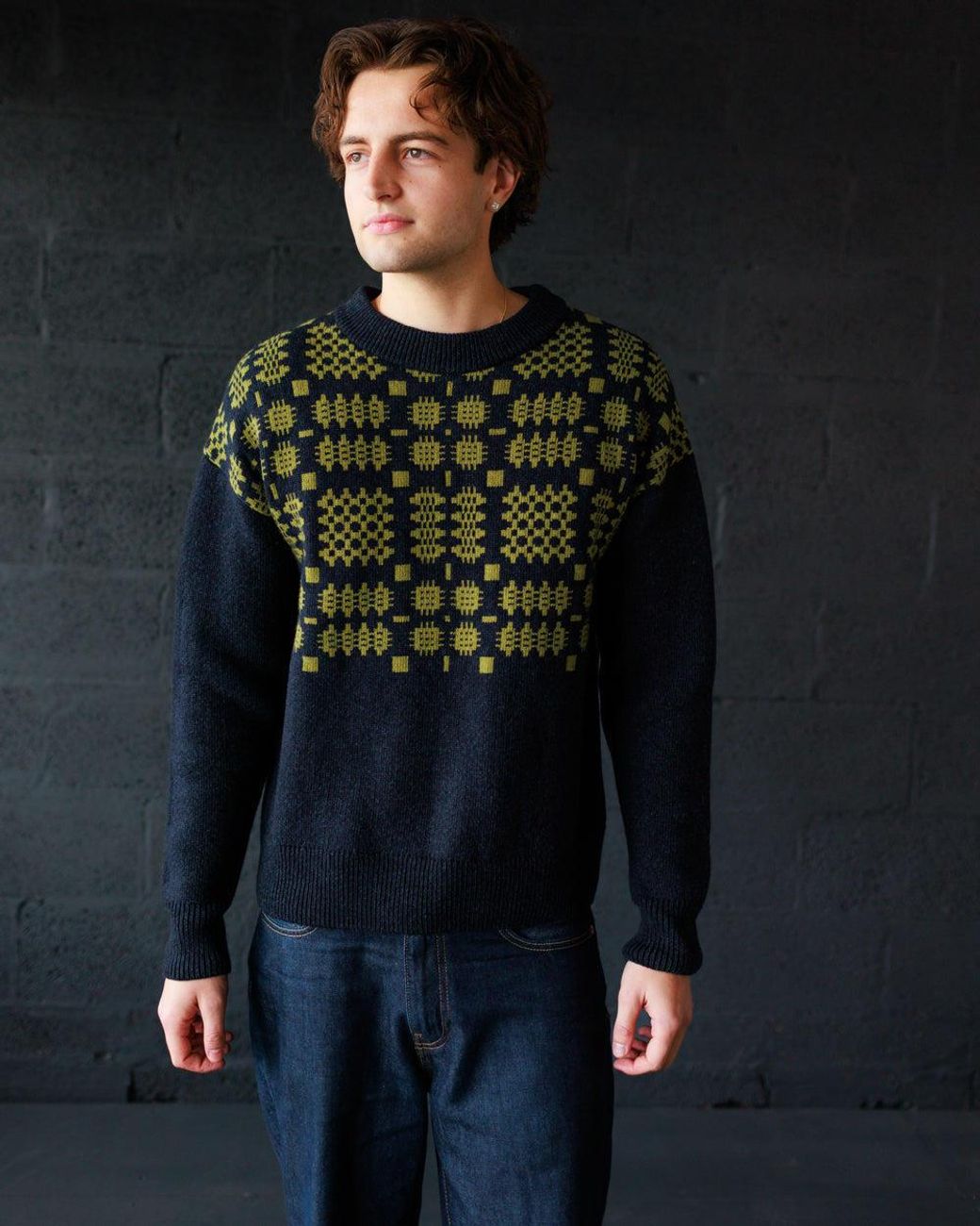Mabli Blue Carthen Lambswool Gansey for men