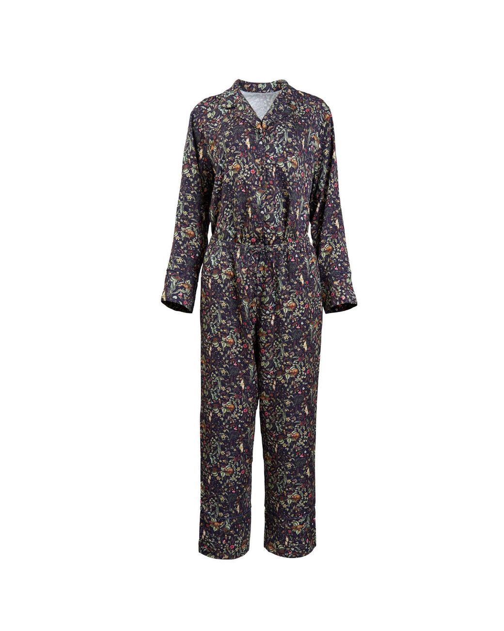 Fable England Gray Viscose Wolf Garden Print Pyjama Set