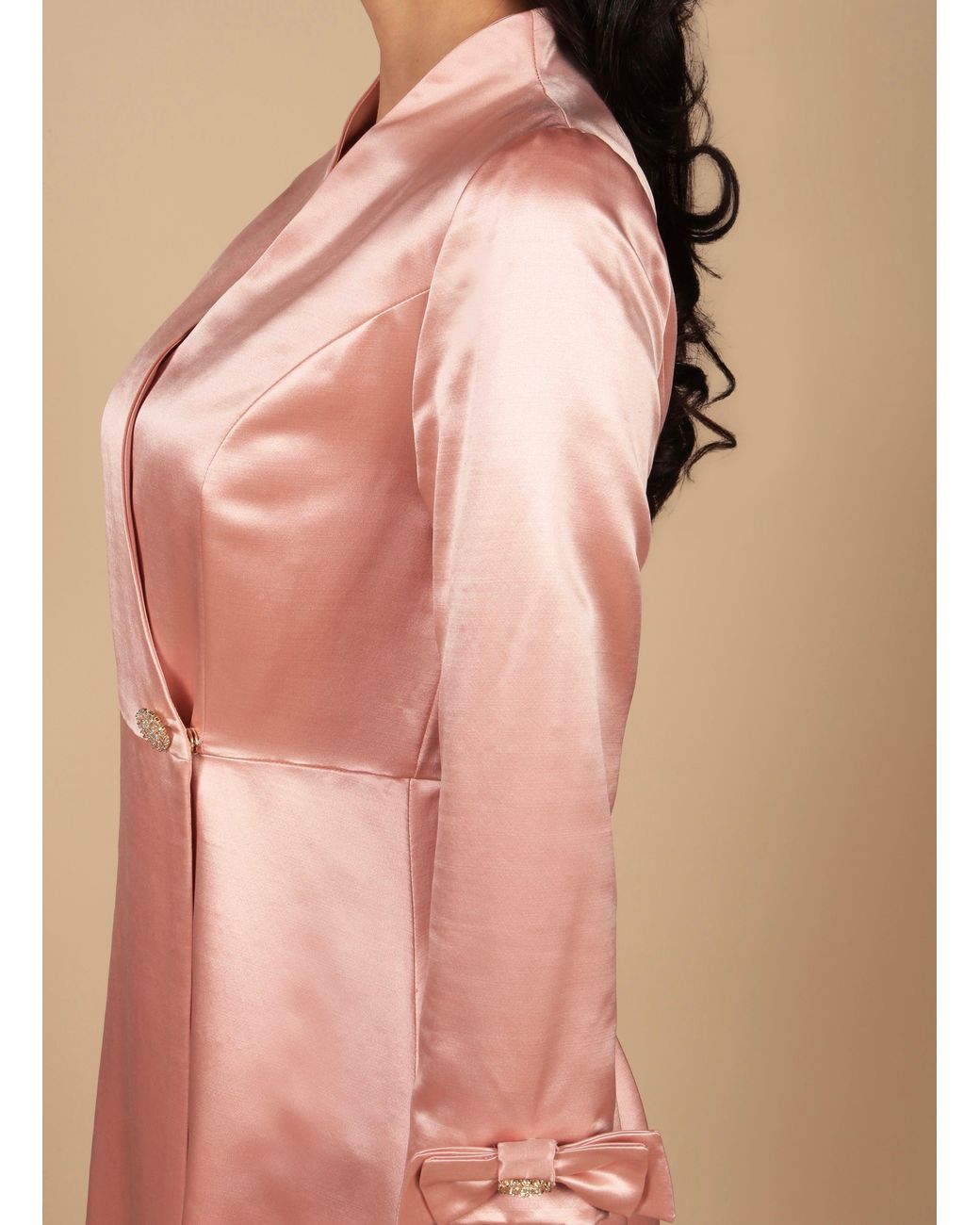 Santinni Pink Astor Silk Taffeta Dress Coat
