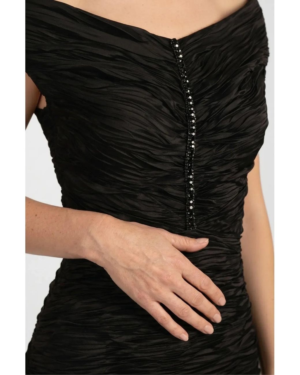 Luna Fashion House Black Ruched Off-Shoulder Midi Dress, Lina