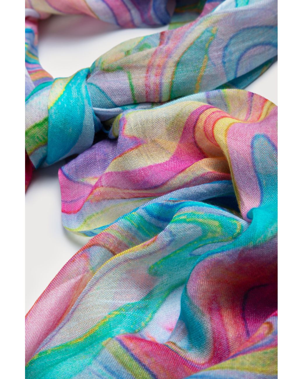 Saachi Blue Marbled Multicolored Scarf