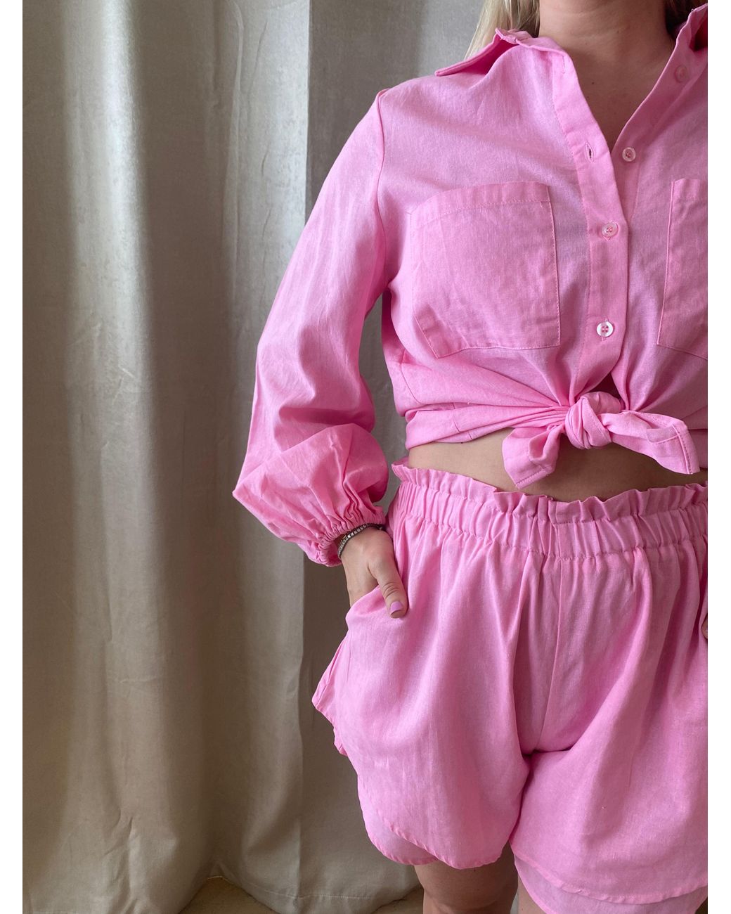 Lula-Ru Pink Carla Cotton Shirt Pinik