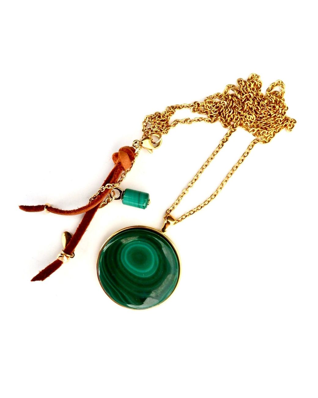 Persia Dona Jewelry Green Malachite Circle Necklace