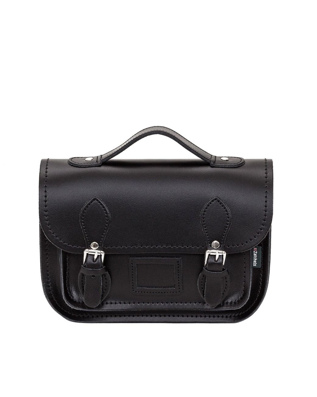 Zatchels Black Leather Midi Satchel