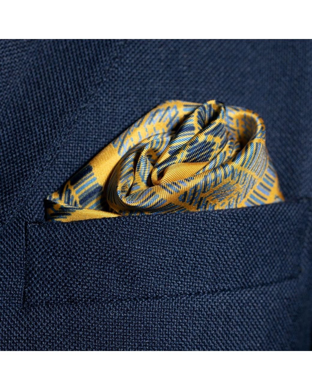 Otway & Orford Green 'City Squares' Geometric Silk Pocket Square for men