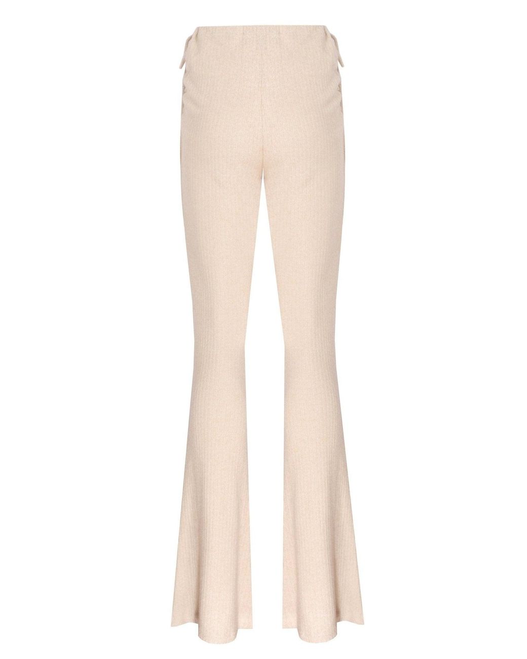 No'design Natural Neutrals Flared Pants With Side Ruched Detail