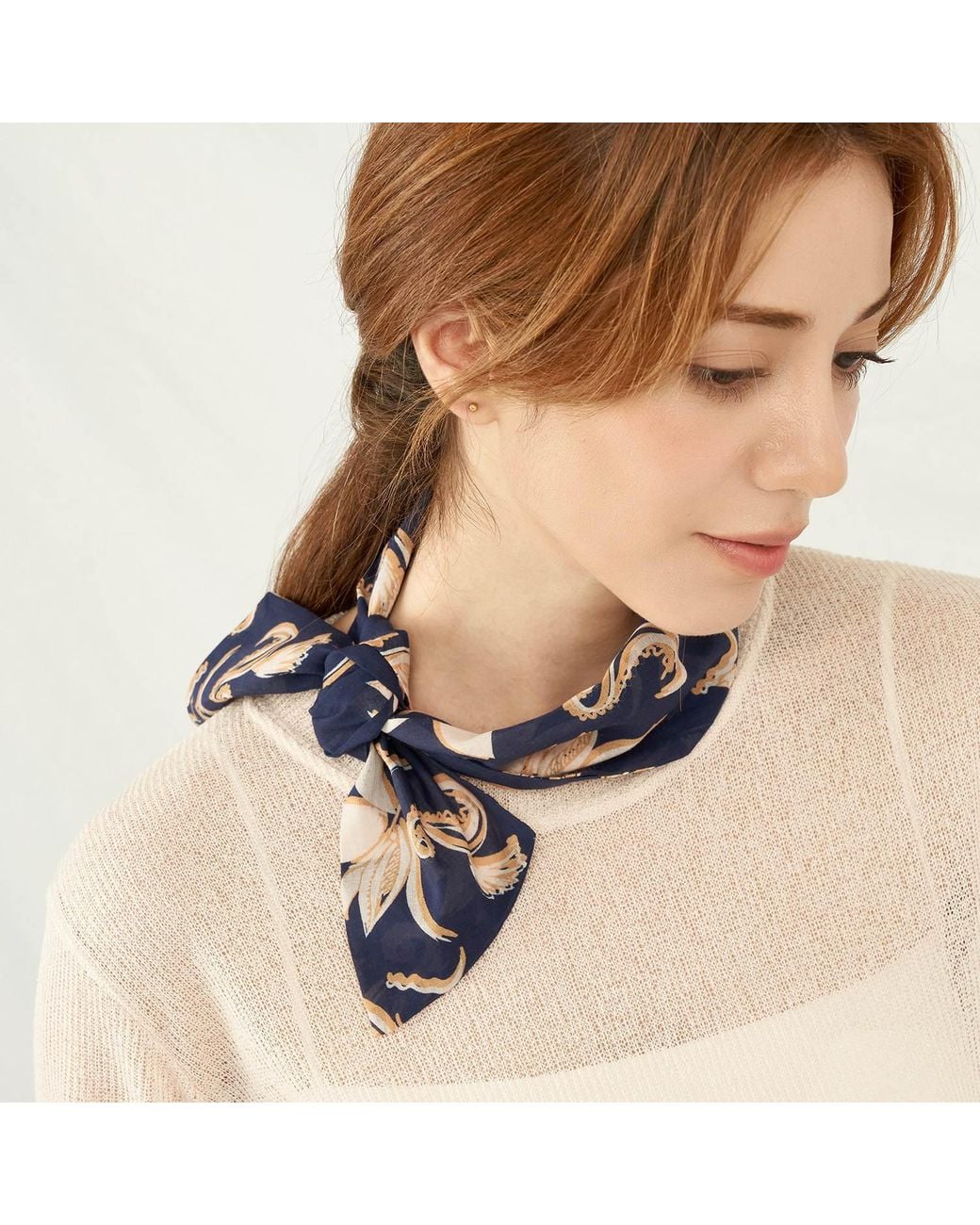 Maraethra Blue Dancing Floral Cotton Tie Scarf