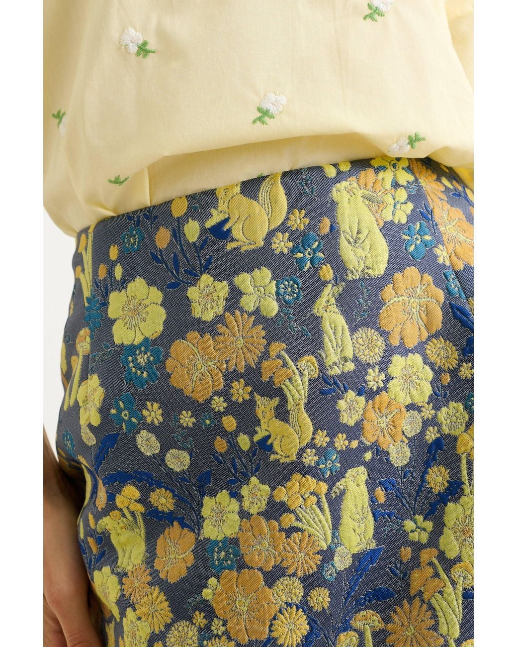 Louche Blue Aubin Fairytale Jacquard Mini Skirt