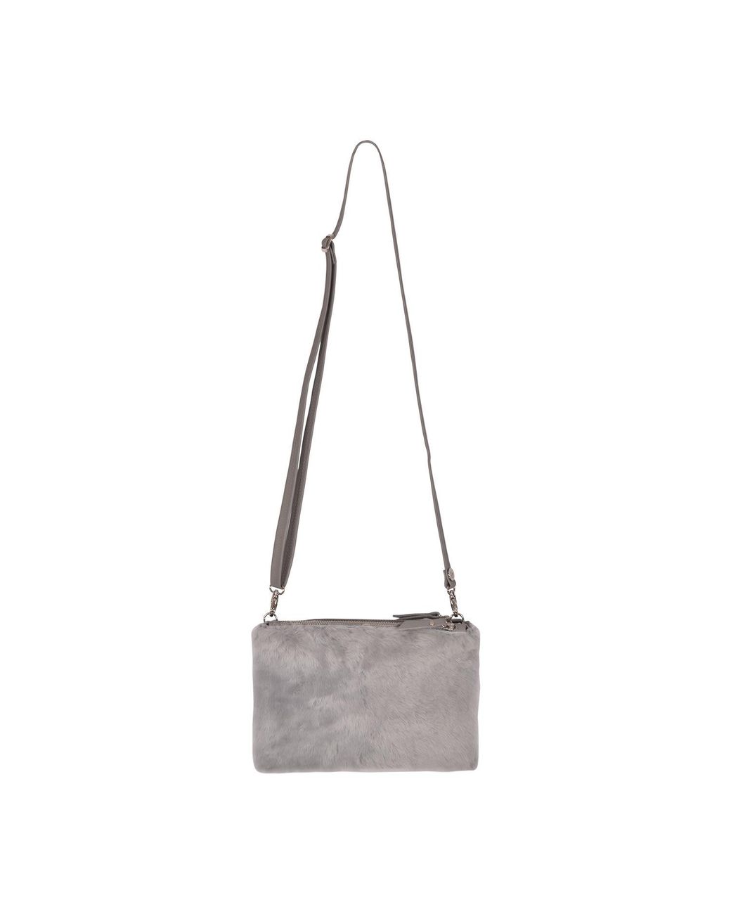 Owen Barry Gray Sheepskin Crossbody Clutch Silvergrey Grenn