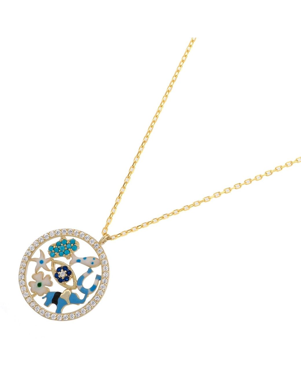 Ebru Jewelry Metallic Lucky Charms Talisman Pendant Necklace