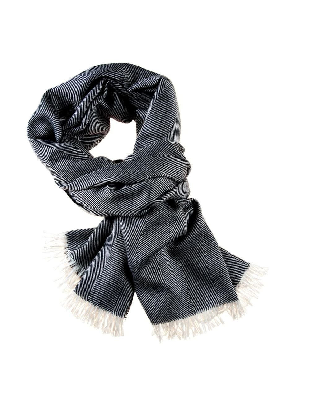 Kinalba Gray Marquee Graphite Herringbone Cashmere & Silk Scarf for men