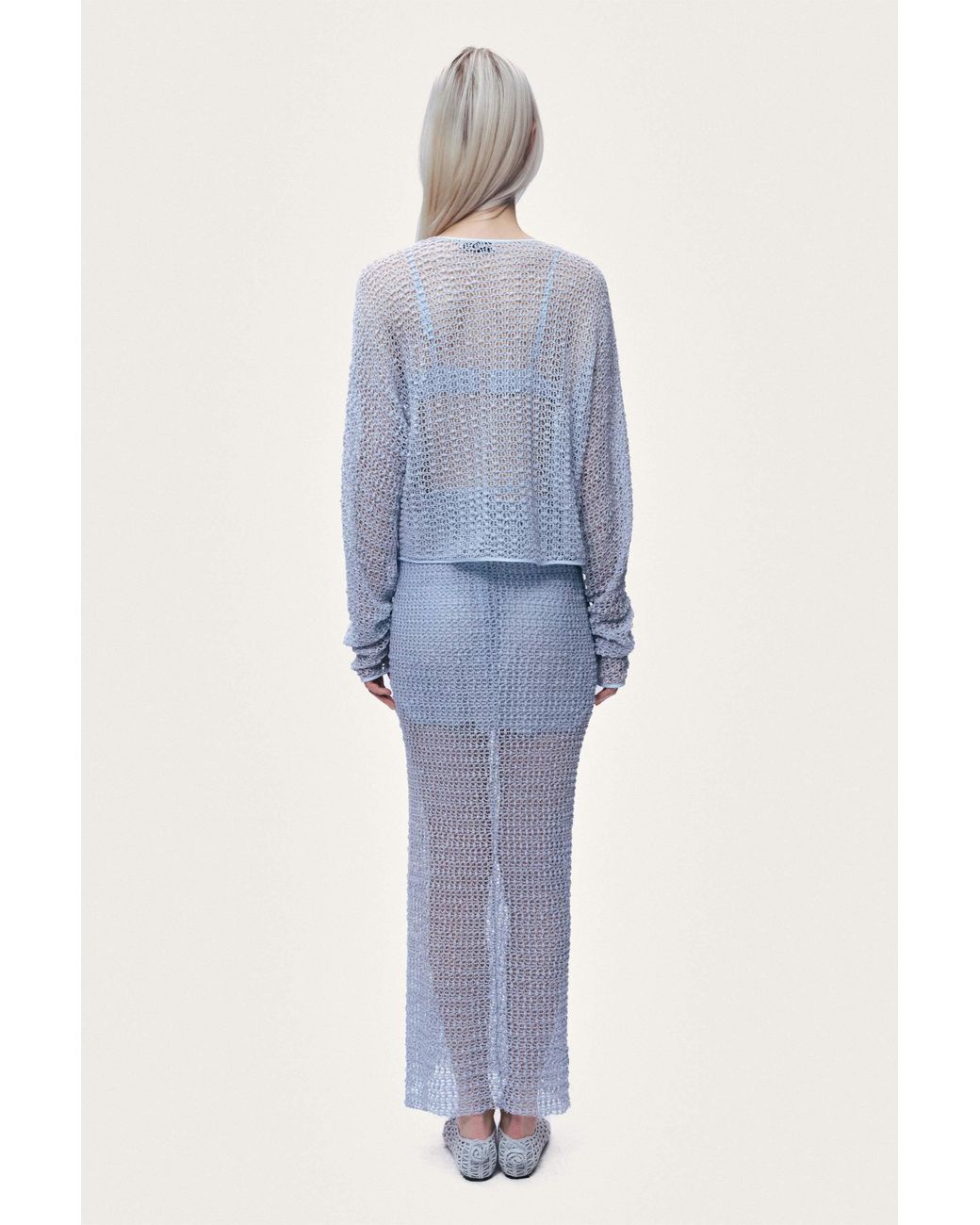 Nocturne Blue Wrap Mesh Blouse
