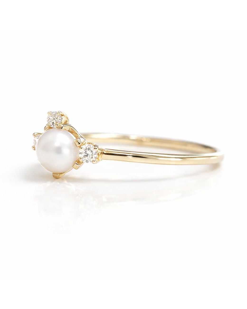VicStoneNYC Fine Jewelry Metallic Luna Akoya Pearl Diamond Solid Ring