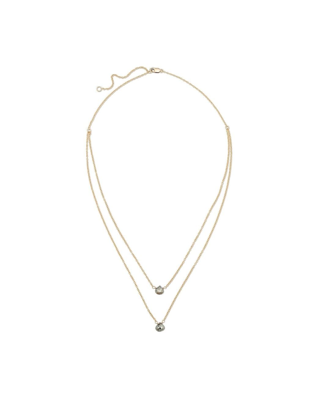 Heather Hawkins Jewelry Metallic Two Tiny Gemstones Drape Necklace
