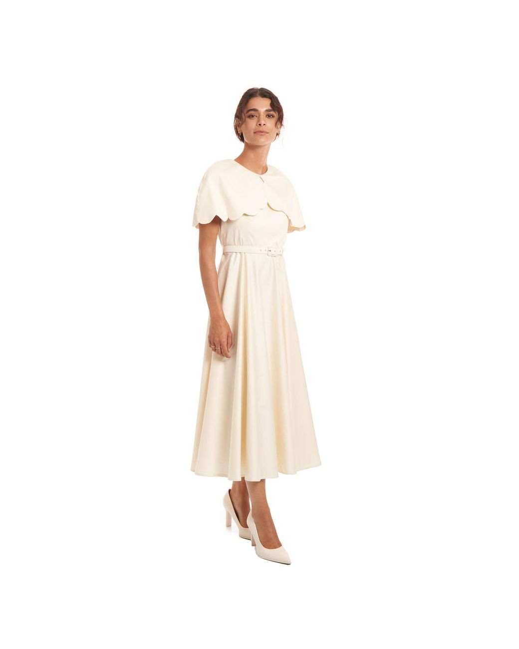 Sofia Tsereteli White Satin Capelet Gown