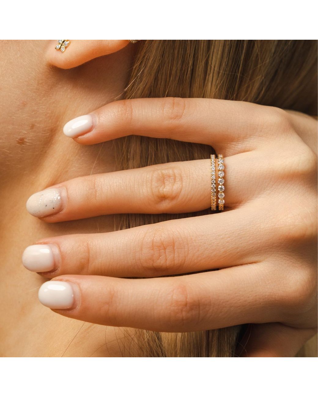 BLOOMTINE | Earth Angel HQ Metallic Illuminess Premium Vermeil Moissanite Combi Ring
