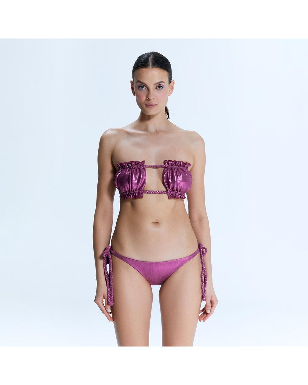 Nur Karaata Purple Shinny Sun Bikini Set