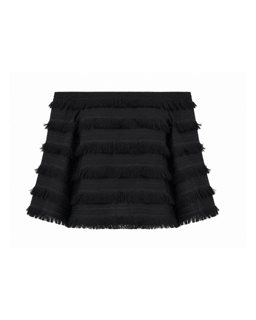 Mirimalist Black Fringe Off Shoulder Top