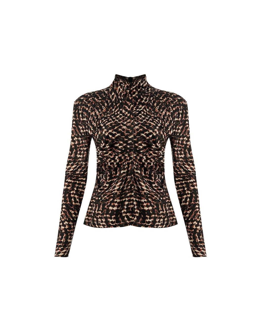 Exquise Black Regular Printed Turtleneck Ensley K. Blouse