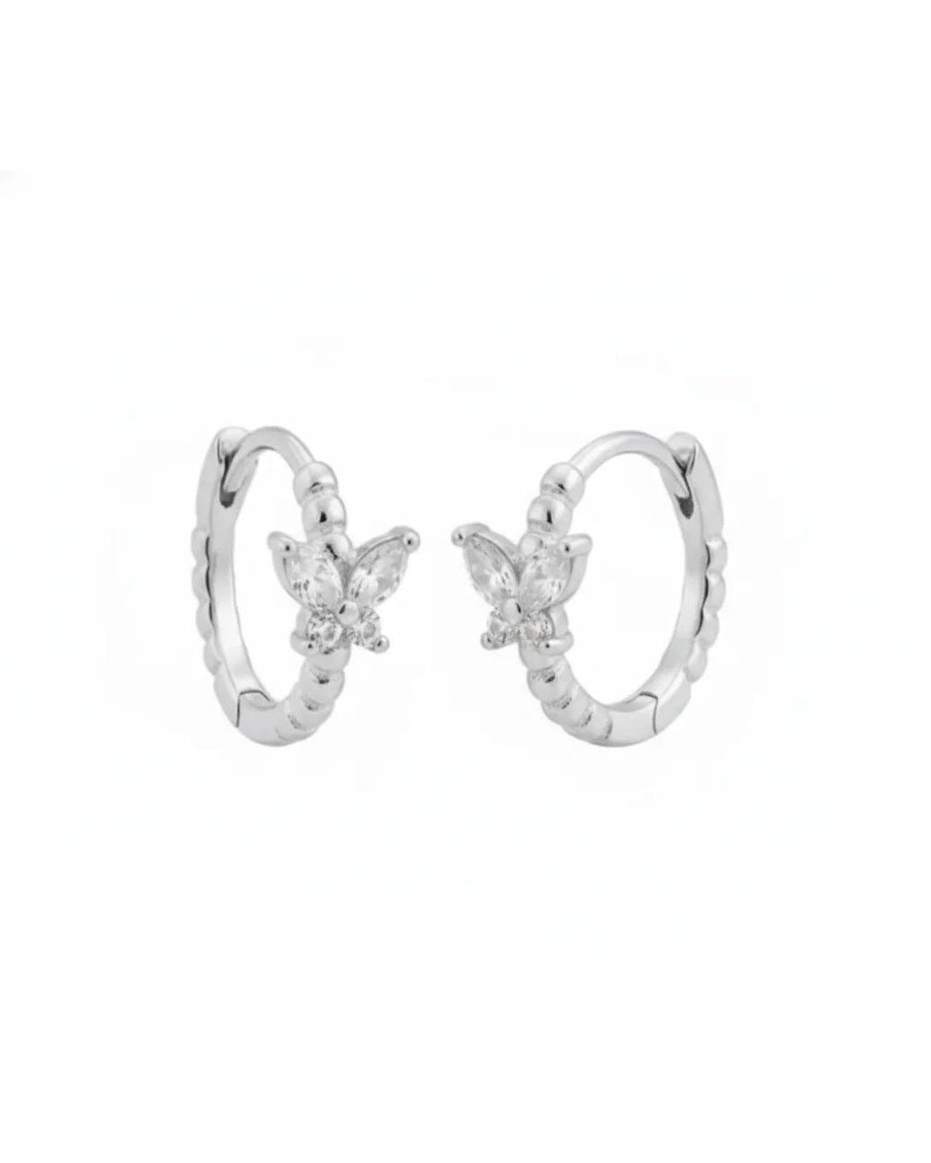 Angel Barocco Metallic Butterfly Gem Hoop Earrings