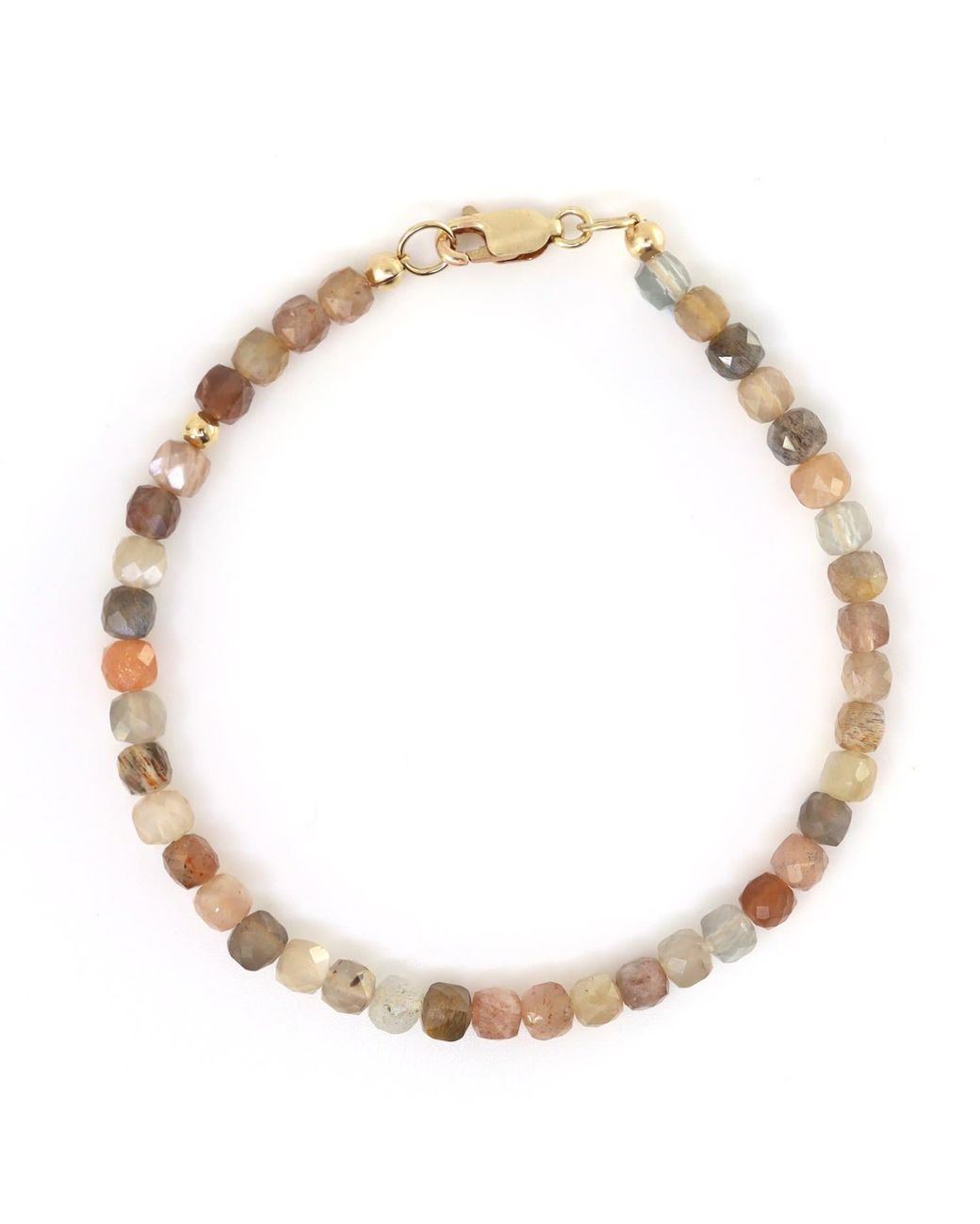Shar Oke Metallic Neutrals Peach Moonstone & 14K Filled Bracelet for men