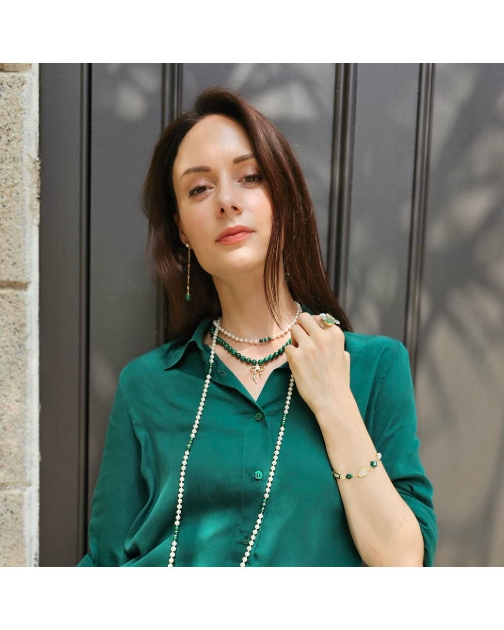 Farra Green Aventurine Stone Setting Statement Ring