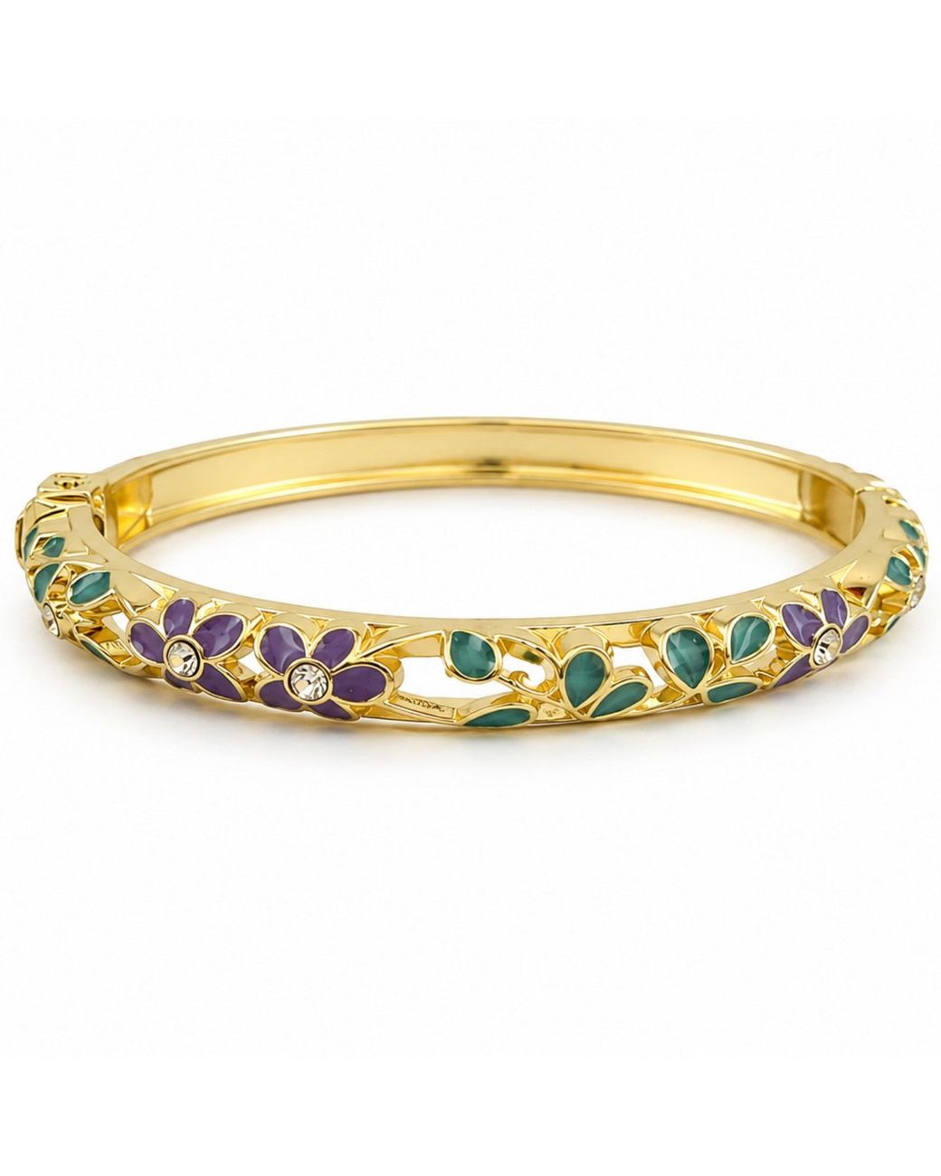 Nuvv Collection Metallic Pastel Floral Enamel Bangle Set