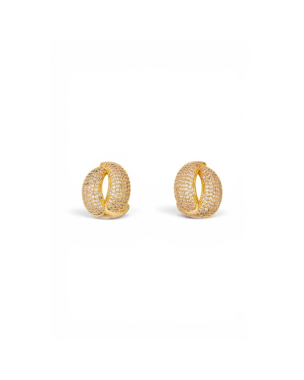 Saachi Metallic Pavé Twist Huggie Earrings