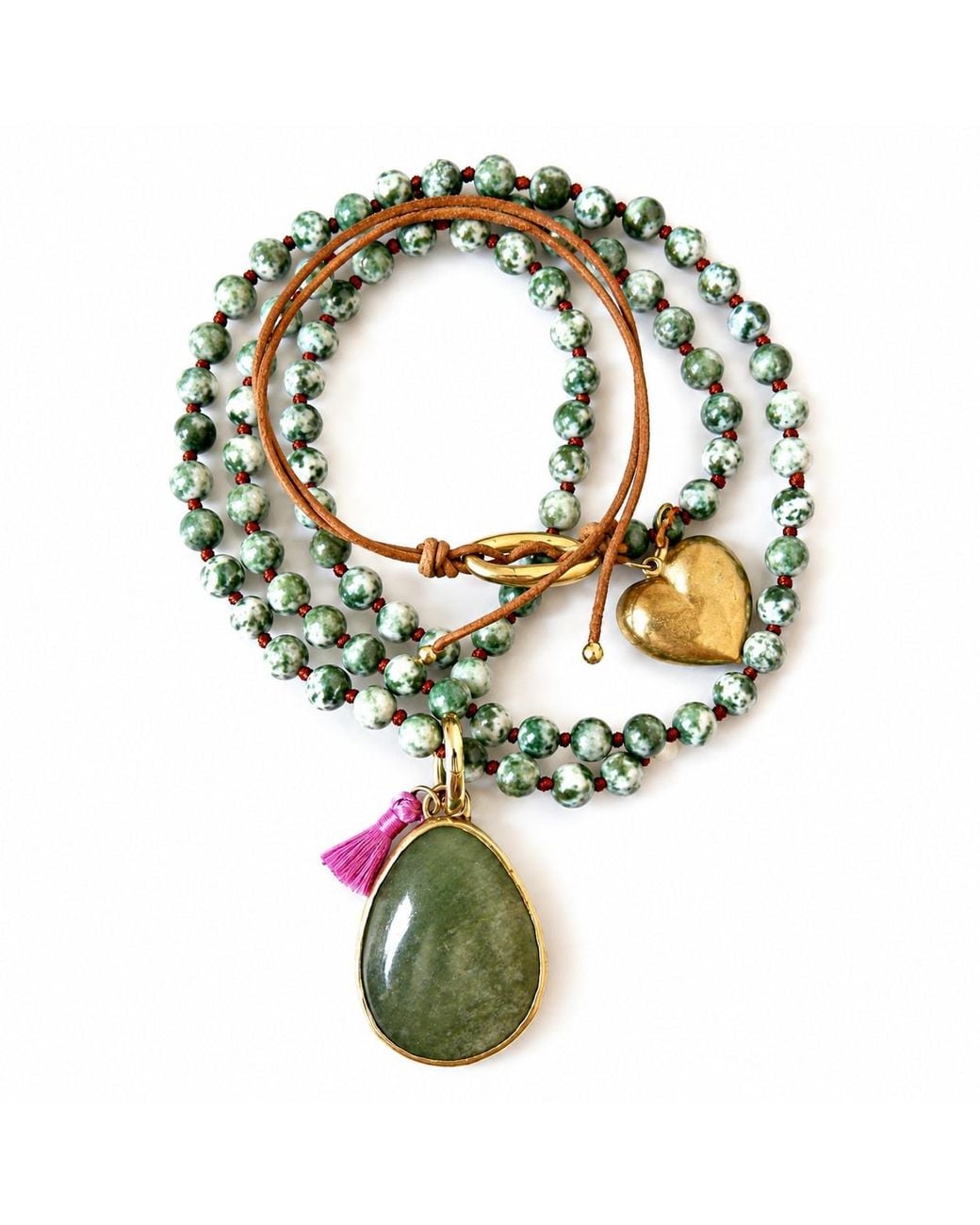 Persia Dona Jewelry Green Gemstone X Heart Necklace