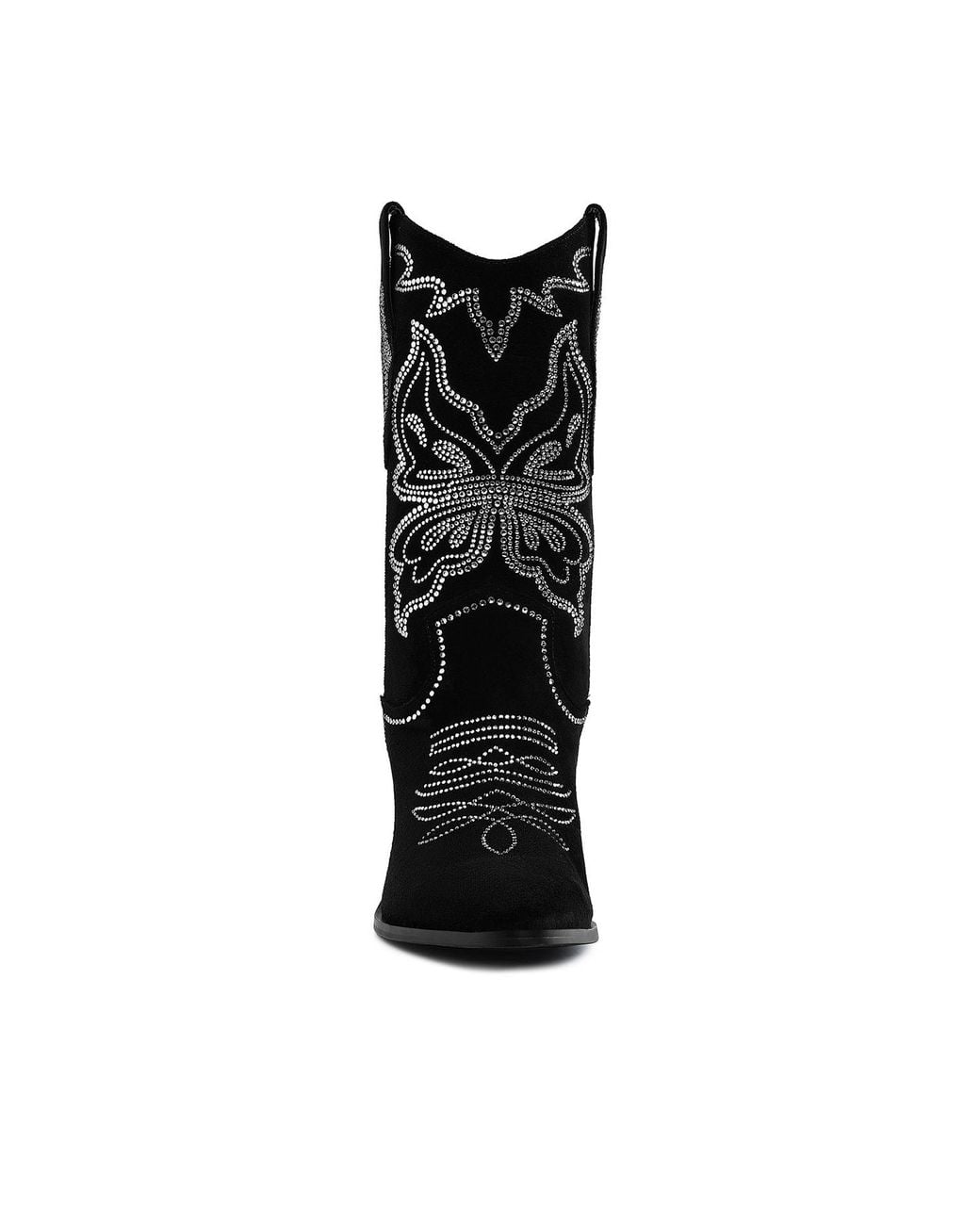 Rag & Co Black Latafa Rhinestones Embellished Cowboy Boots