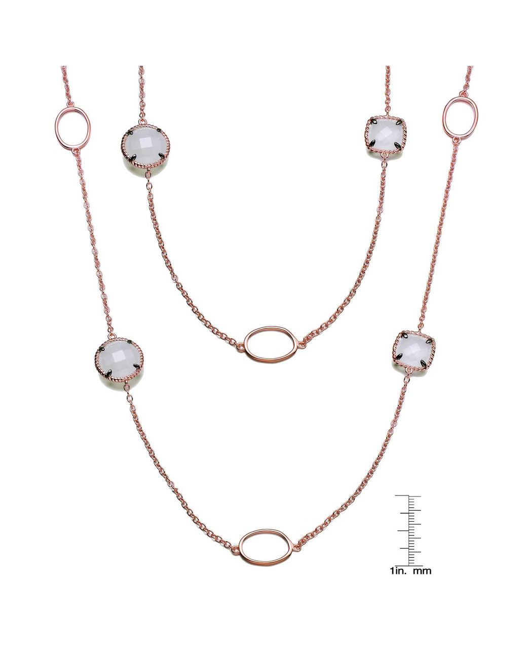 Genevive Jewelry Metallic Rose Sterling Cubic Zirconias Necklace