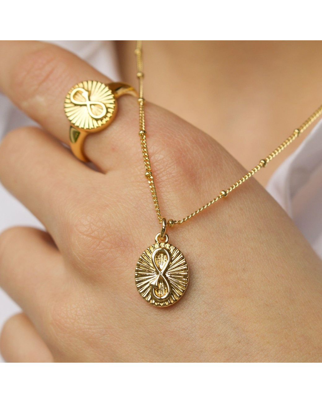 With Love Darling Metallic Infinity Medallion
