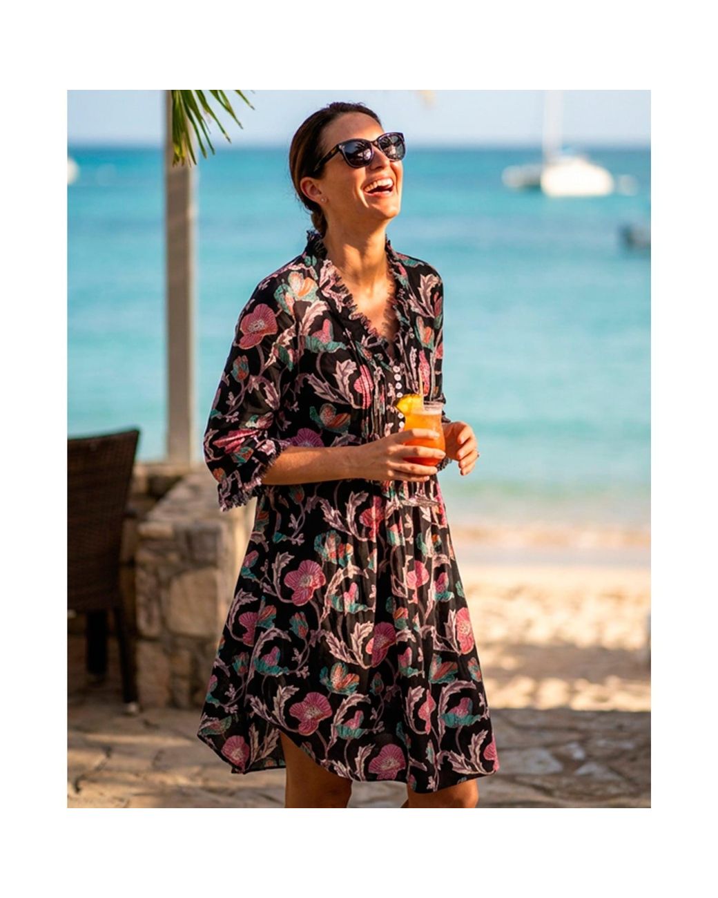 At Last Blue Annabel Cotton Tunic