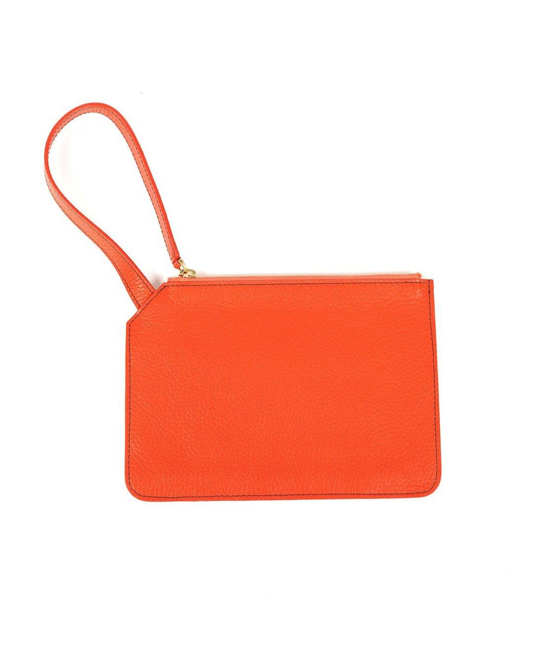 SJW BAGS LONDON Orange Marissa Leather Clutch/Wristlet- Burnt