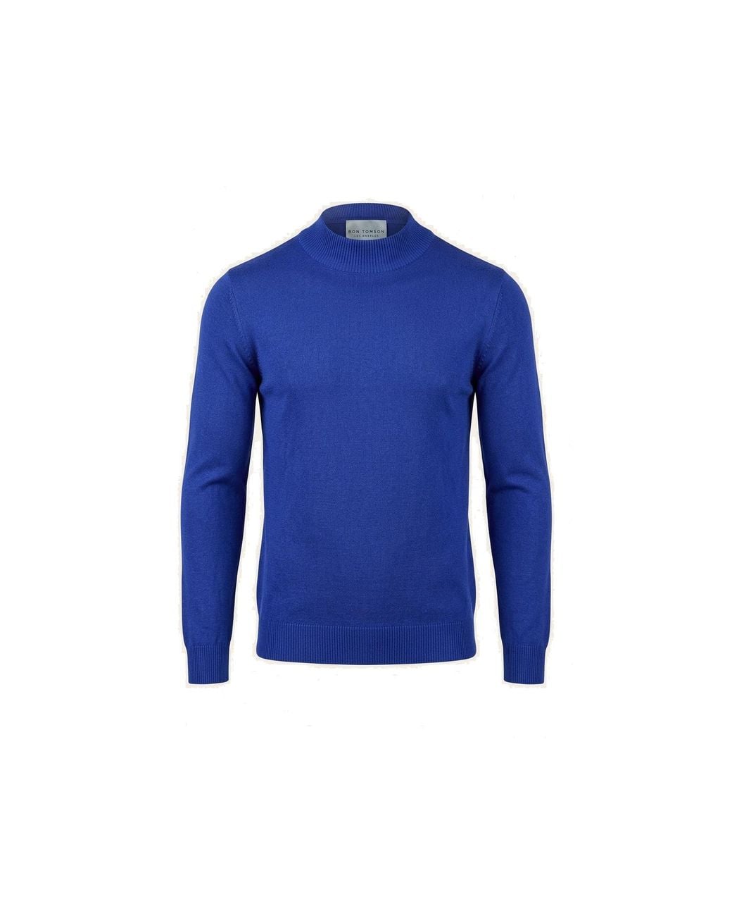 Ron Tomson Blue Mock Neck Sweater for men