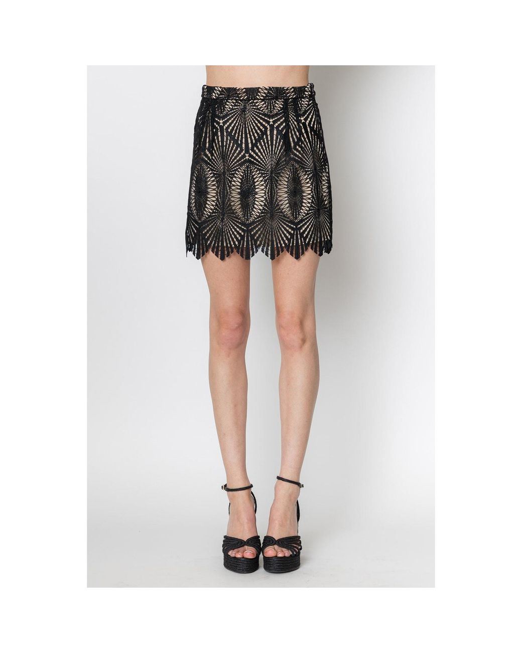 Zetaye Black Maxine Deco Lace Mini Skirt
