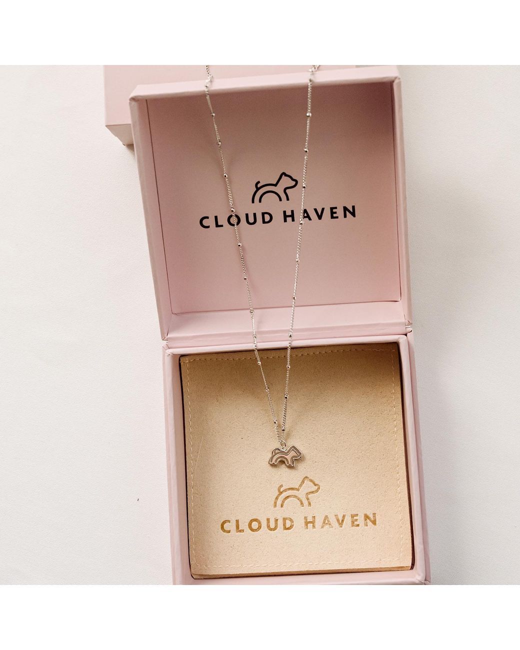 Cloud Haven Metallic Mini Dainty Logo Pendant Necklace
