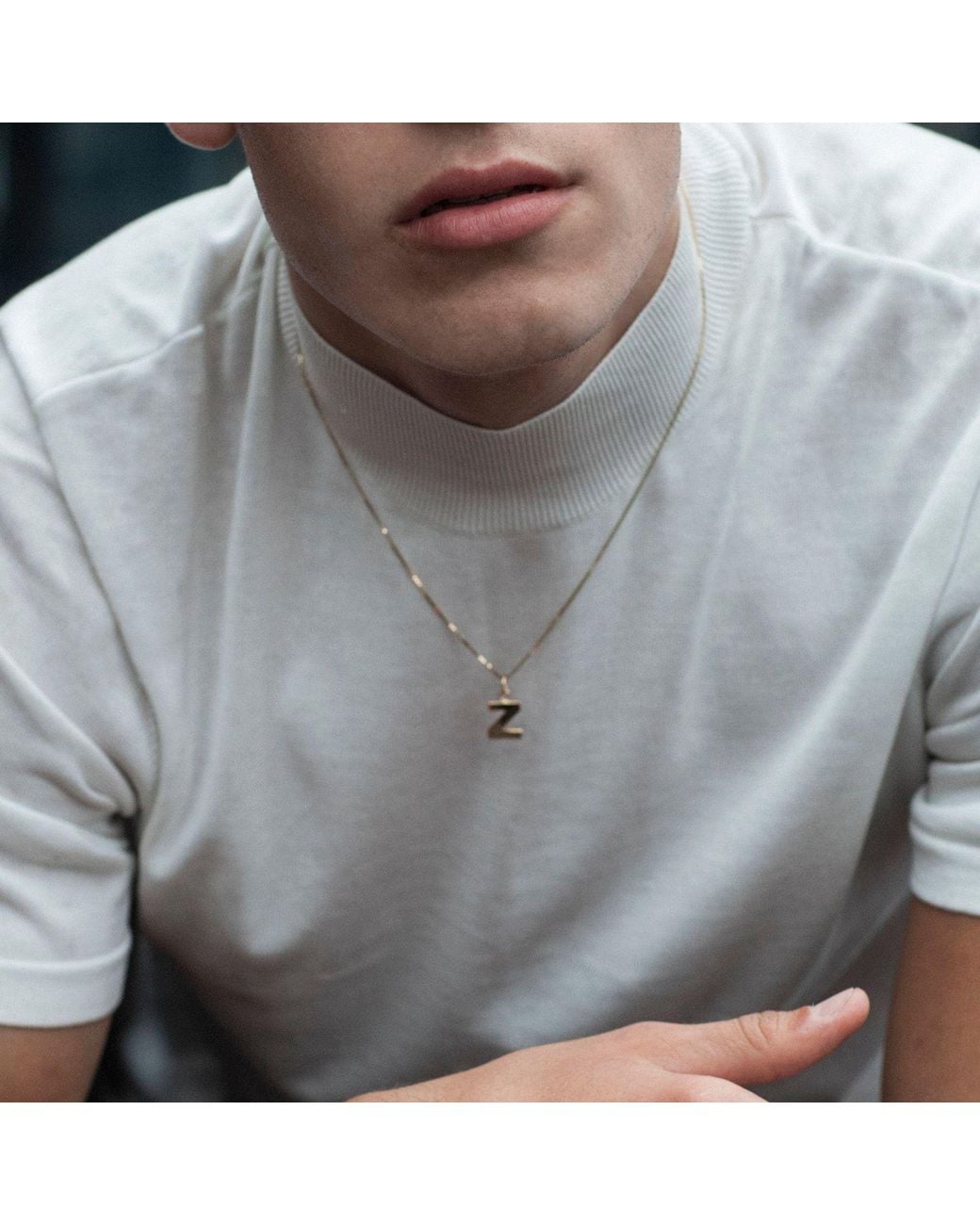 Edge Only Metallic Letter Pendant "Y" Initial Necklace Sterling for men
