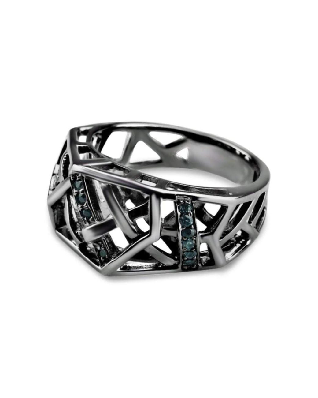 Bellus Domina Black Rhodium Plated Crossover Topaz Ring