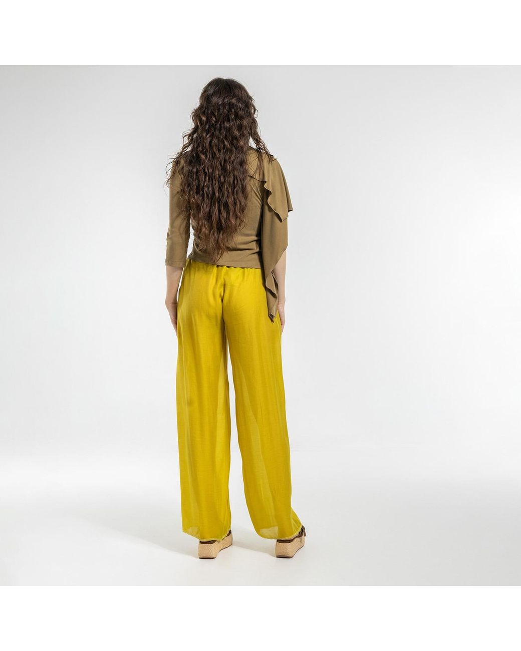 ARTISTA Yellow Wild Lemon Fluid Palazzo Pants