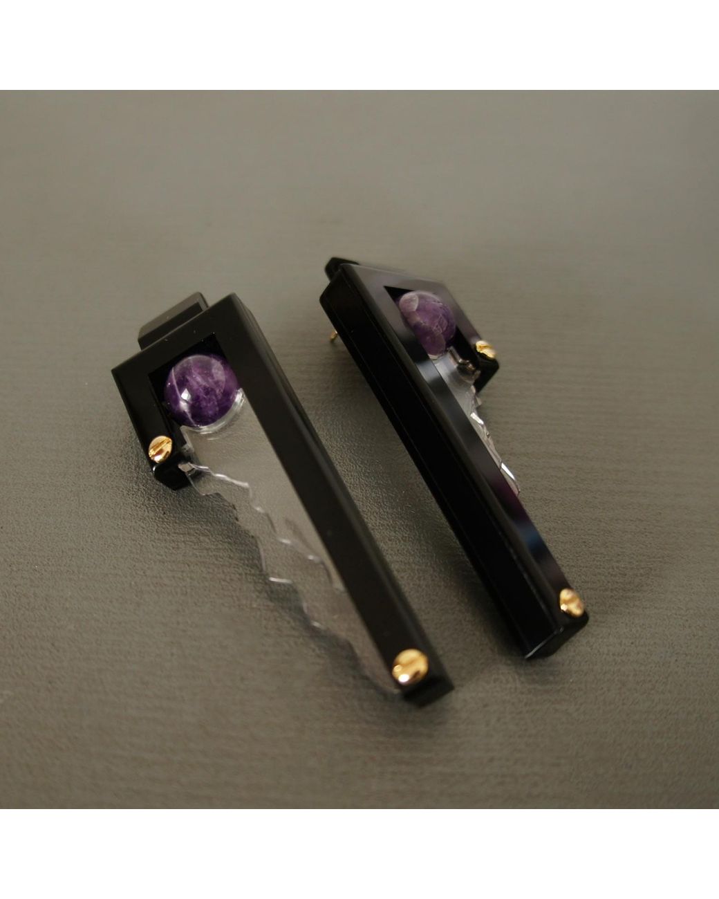 Gissa Bicalho Black Handmade Acrylic Earring Naiade