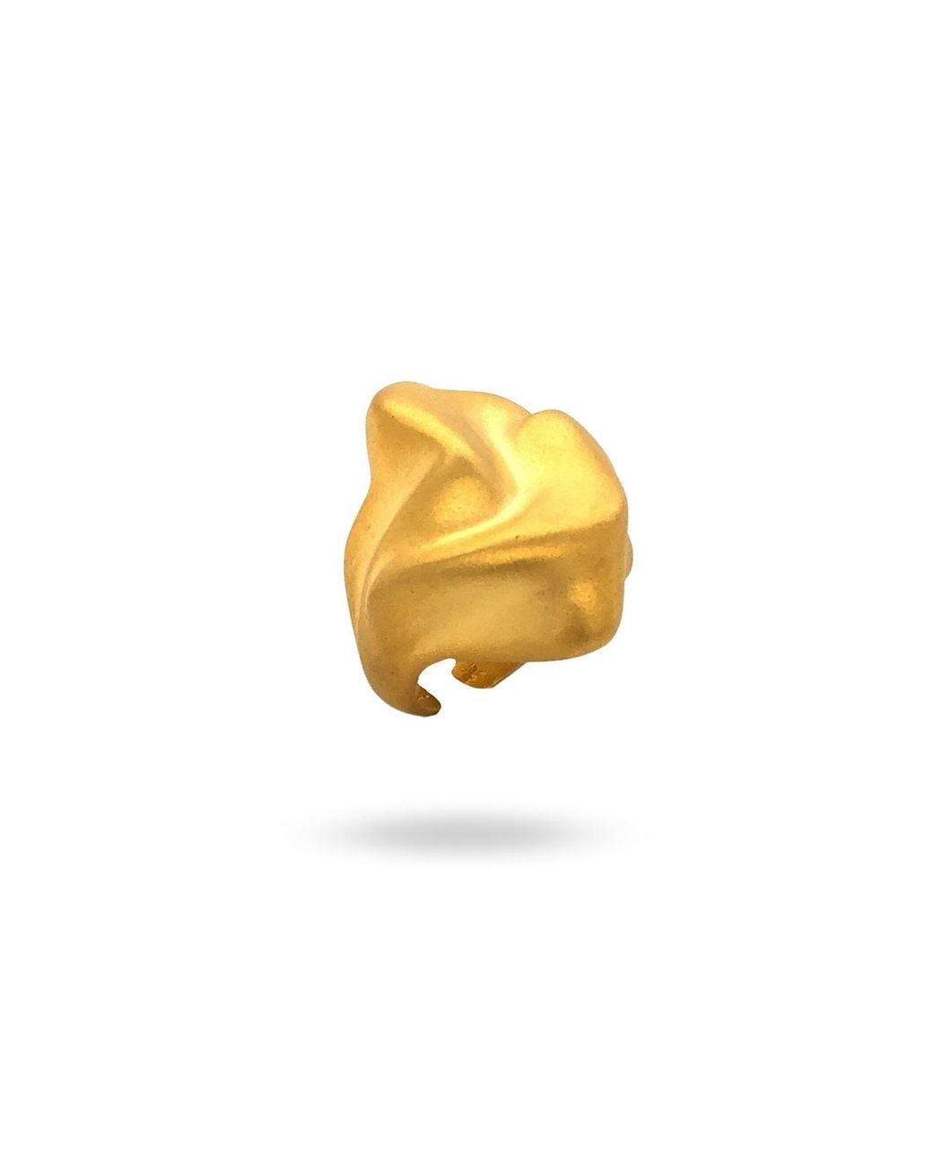 LINYA JEWELLERY Yellow Matte Hammered Big Ring