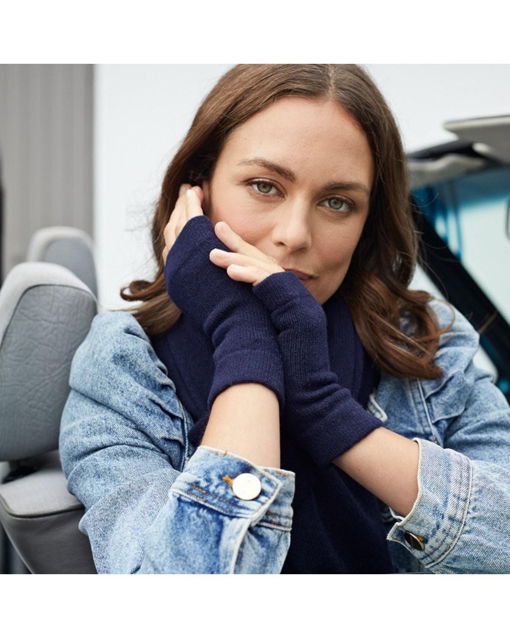 Cove Blue Cashmere Chunky Wrist Warmers