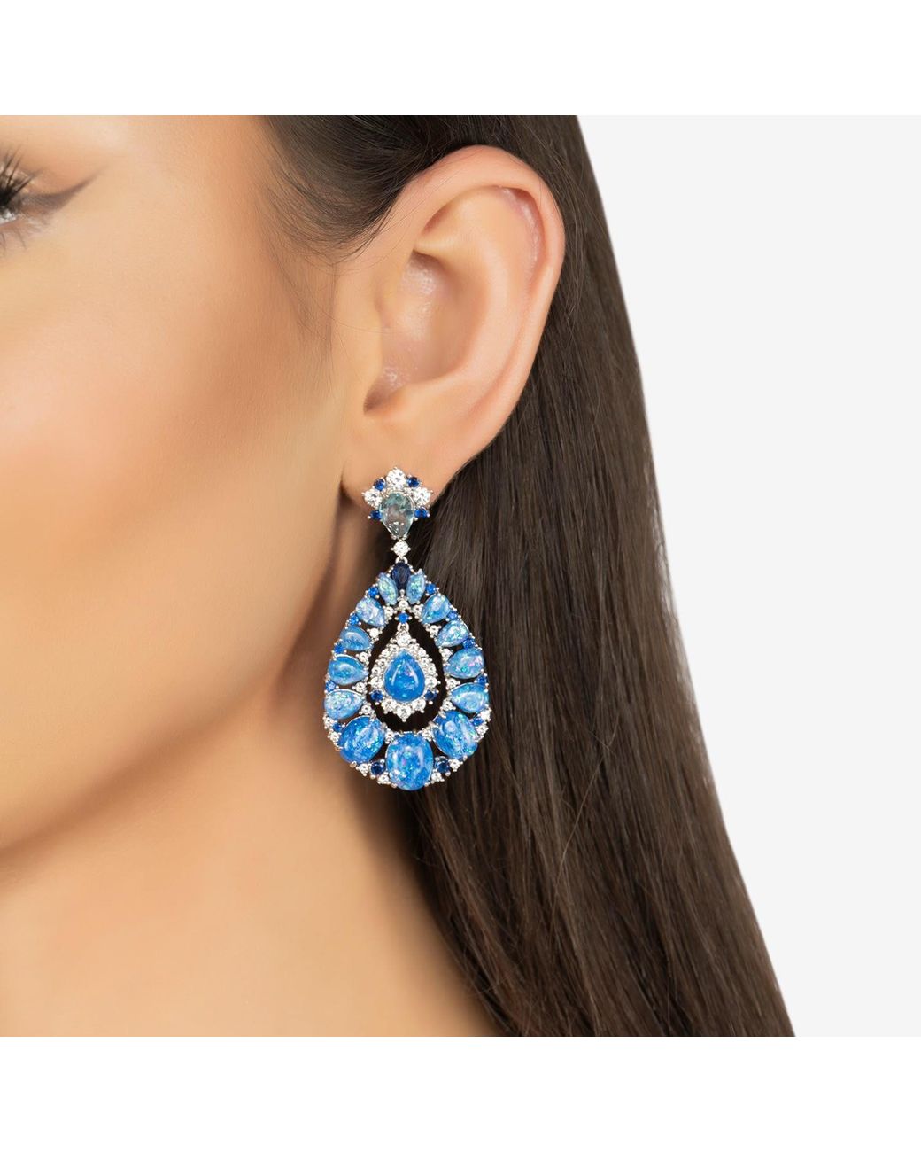 Latelita London Blue Paloma Opal Drop Earrings